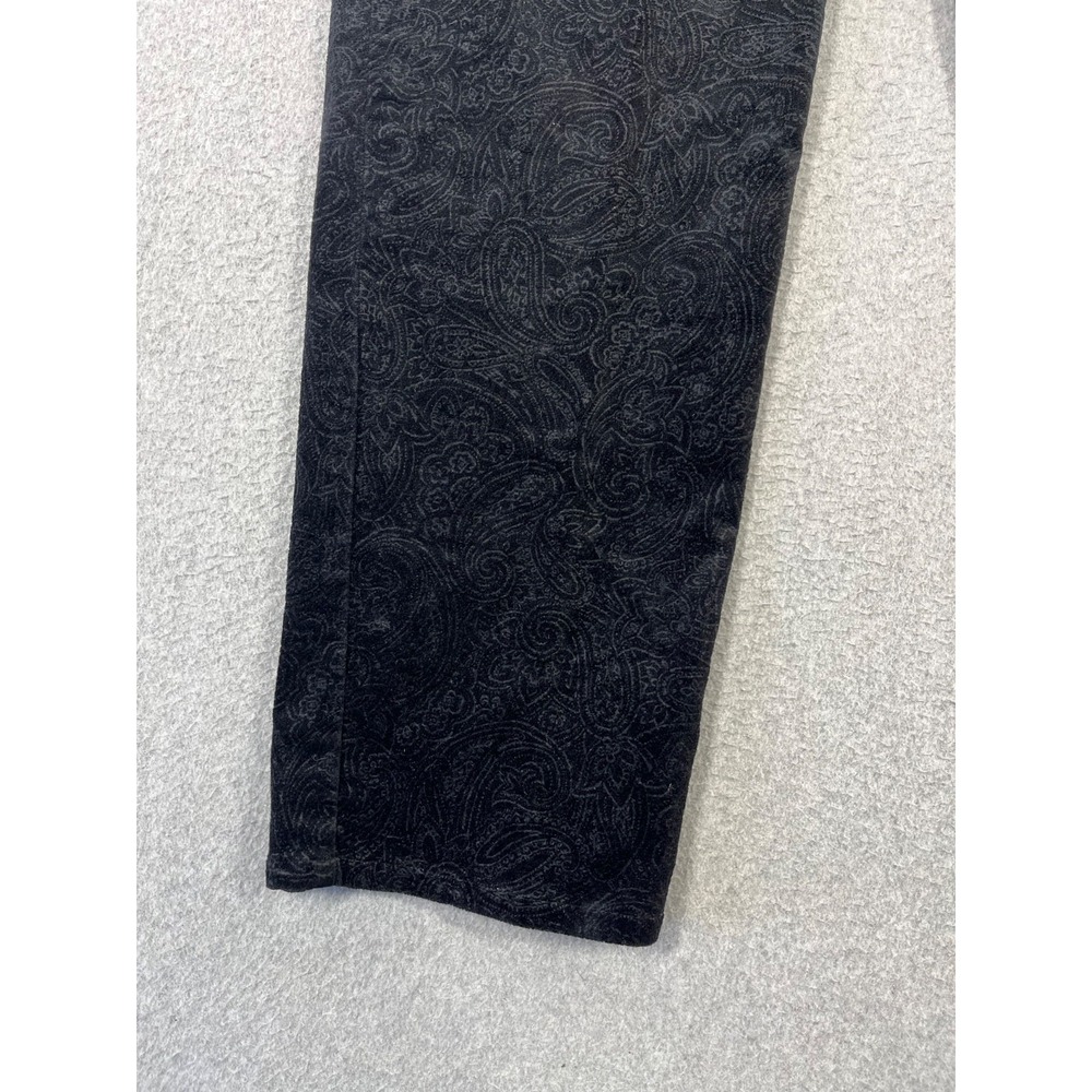 Lauren Ralph Lauren Pants Womens 14 Black Embossed Velvet Texture Paisley Print - Picture 2 of 11